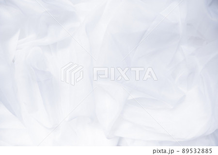 ファブリック　背景素材　白　white　ホワイト　チュール　テキストスペース 89532885