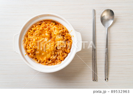 spicy instant noodle with cheese spicy instant noodle with cheese 89532963