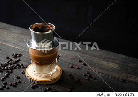 Hot milk coffee dripping in Vietnam style Hot milk coffee dripping in Vietnam style 89533208