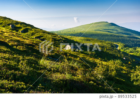 view in to the valley. summer landscape of carpatian mountains. sunny day with clouds on the sky. travel and tourism concept view in to the valley. summer landscape of carpatian mountains. sunny day with clouds on the sky. travel and tourism concept 89533525
