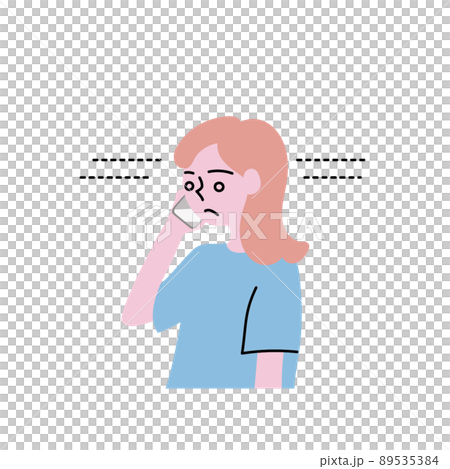 一名婦女在智能手機上接到可疑人員無聲電話的插圖 89535384