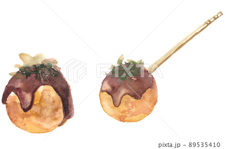 たこ焼きセット　つまようじ付き　水彩素材 89535410