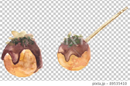 たこ焼きセット　つまようじ付き　水彩素材 89535410