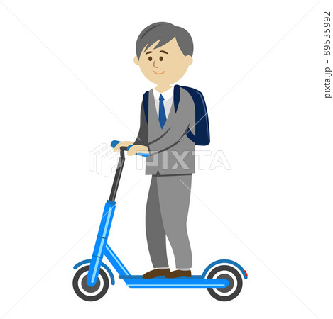 電動キックボードに乗る会社員のイラストイメージ 電動キックボードに乗る会社員のイラストイメージ 89535992