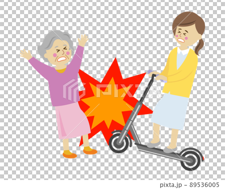 Electric kickboard and pedestrian accident illustration image Electric kickboard and pedestrian accident illustration image 89536005