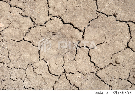 Dry cracked soil. Cracked and torn brown earth 89536358