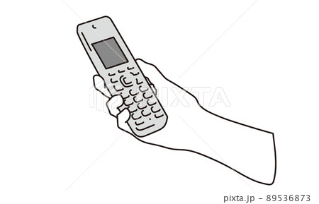電話の受話器を持つ手元 89536873