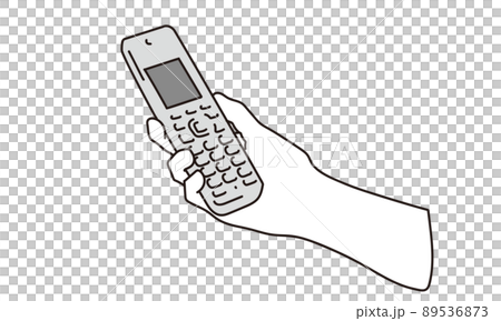 電話の受話器を持つ手元 89536873