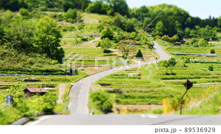 明日香村　稲淵の風景　ジオラマ風 89536929