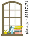 レトロな窓辺に本と植物｜窓ガラスは透過 89537171