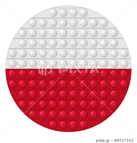 Glass light ball with flag of Poland. Round sphere, template icon. Polish national symbol. Glossy realistic ball, 3D vector illustration. Trendy antistress game pop it, simple dimple. Big bubble 89537352