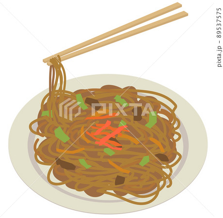 食事中の焼きそば 89537575