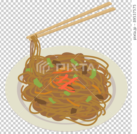 食事中の焼きそば 89537575