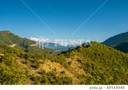 Beautiful mountain valley with gentle hills in Albania 89538986