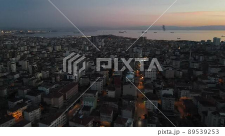 Sunset City View, Aerial Drone City Sunset 89539253