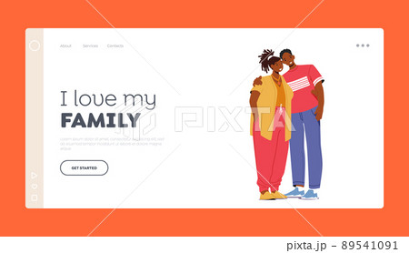 Modern African Family Landing Page Template. Male and Female Characters Hugging. Loving Couple Romantic Relations Modern African Family Landing Page Template. Male and Female Characters Hugging. Loving Couple Romantic Relations 89541091