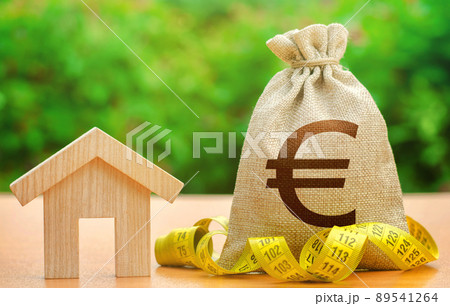 House and euro money bag. Mortgage loan calculation. Real estate appraisal. Budgeting. Rental income. Cost of home services, utilities. Energy efficiency. Property valuation. Building maintenance. House and euro money bag. Mortgage loan calculation. Real estate appraisal. Budgeting. Rental income. Cost of home services, utilities. Energy efficiency. Property valuation. Building maintenance. 89541264