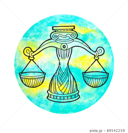 libra zodiac astrology horoscope symbol sign logo icon design in air element color art background watercolor painting cartoon drawing illustration fortune 89542259