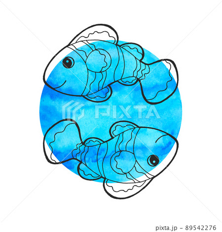 pisces zodiac astrology horoscope symbol sign logo icon design in water element color art background watercolor painting cartoon drawing illustration fortune 89542276