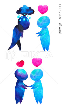 two human compassion empathy love heart understanding abstract art watercolor painting illustration design drawing cartoon symbol positive emotion 89542344