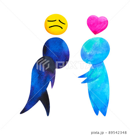 two human compassion empathy love heart understanding abstract art watercolor painting illustration design drawing cartoon symbol positive emotion 89542348