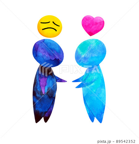 two human compassion empathy love heart understanding abstract art watercolor painting illustration design drawing cartoon symbol positive emotion 89542352
