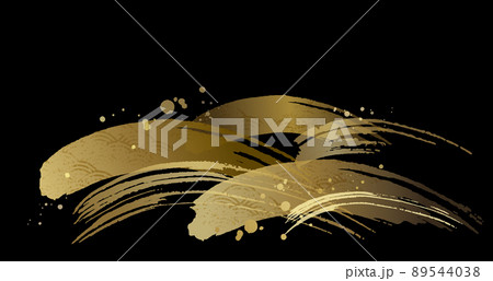 グランジのある金の波と黒い背景 89544038