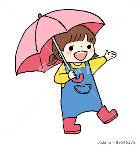 傘をさす女の子のイラストのイラスト素材 [89545278] - PIXTA