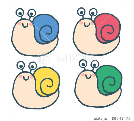カタツムリの手描きイラストセットのイラスト素材 [89545470] - PIXTA