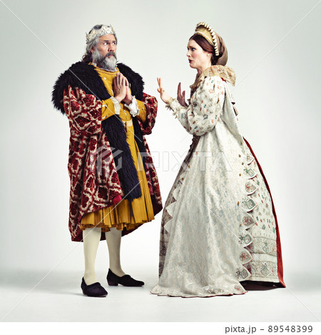 No more feasts for you. Studio shot of a king and queen arguing. No more feasts for you. Studio shot of a king and queen arguing. 89548399