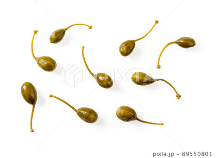 Set of pickled caper berries isolated on white background. Cutout of marinated caper fruits. Set of pickled caper berries isolated on white background. Cutout of marinated caper fruits. 89550801