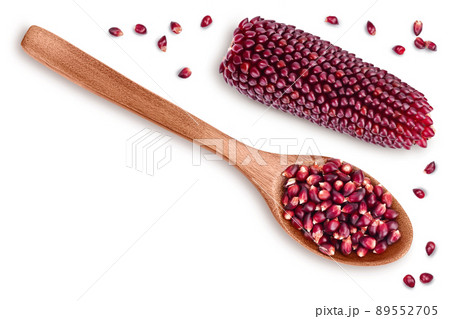 Purple corn or maize with seeds isolated on white background. Top view with copy space for your text. Flat lay. 89552705