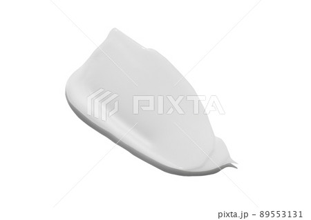 Facial creme, foam, gel or body lotion skincare make up stroke sample. Cream texture swatch swirl smear with shadow isolated. Face makeup creamy cosmetic product 89553131