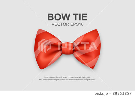 Vector 3d Realistic Red Striped Bow Tie Icon Closeup Isolated on White. Silk Glossy Bowtie, Tie Gentleman. Mockup, Design Template. Bow tie for Man. Mens Fashion, Fathers Day Holiday Vector 3d Realistic Red Striped Bow Tie Icon Closeup Isolated on White. Silk Glossy Bowtie, Tie Gentleman. Mockup, Design Template. Bow tie for Man. Mens Fashion, Fathers Day Holiday 89553857