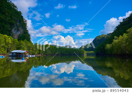 A floating fish farm on the island of Langkawi in Malaysia 89554043
