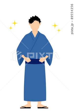 男性の浴衣姿、帯に手をかける、キラキラ付き 男性の浴衣姿、帯に手をかける、キラキラ付き 89554356