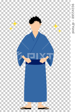 男性の浴衣姿、帯に手をかける、キラキラ付き 男性の浴衣姿、帯に手をかける、キラキラ付き 89554356