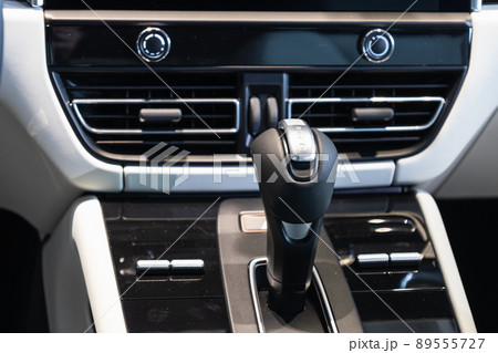 Modern expensive car interior and gearbox shift handle Modern expensive car interior and gearbox shift handle 89555727