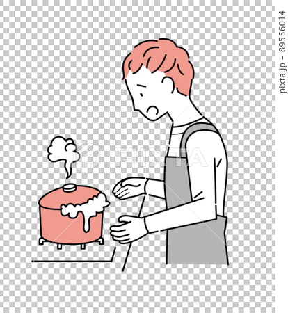 A man with a pot spilled in the kitchen 89556014
