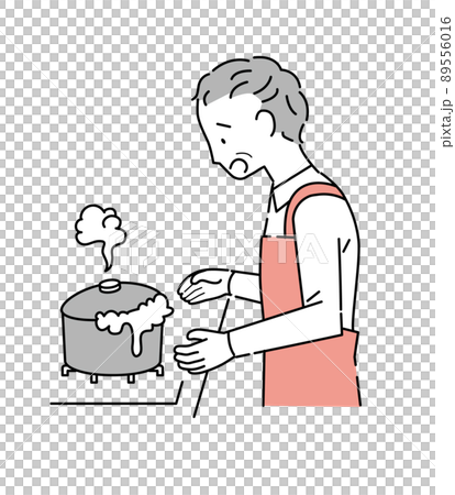 An older man with a pot spilled in the kitchen An older man with a pot spilled in the kitchen 89556016
