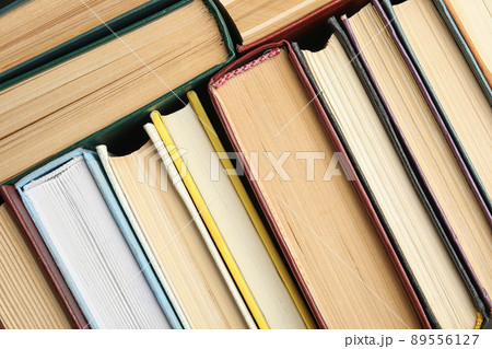 Many different hardcover books as background, top view 89556127