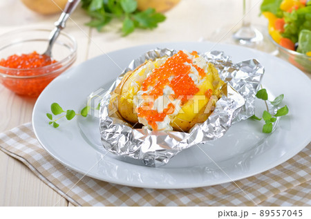 Jacket potato with caviar Jacket potato with caviar 89557045