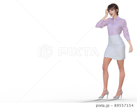 ミスをした日本人女性OL(全身) ミスをした日本人女性OL(全身) 89557154