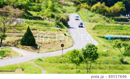 明日香村　稲淵の風景　ジオラマ風 89557696