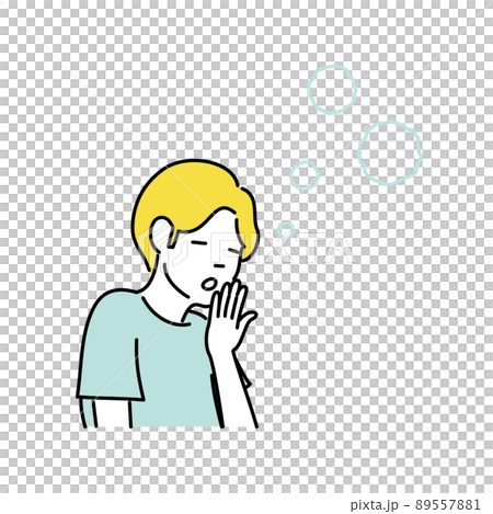 寝不足であくびが出る男性のイラスト 89557881