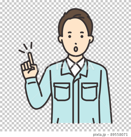 男性 作業員 ポーズ ひらめく(ヘルメットなし) 男性 作業員 ポーズ ひらめく(ヘルメットなし) 89558071