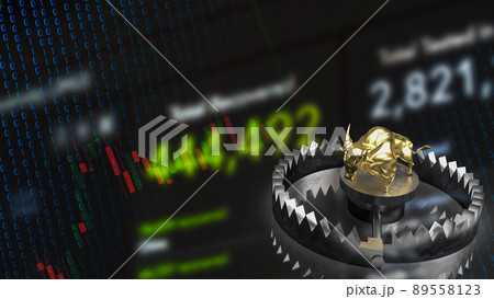 gold bull and trap for business concept 3d rendering 89558123