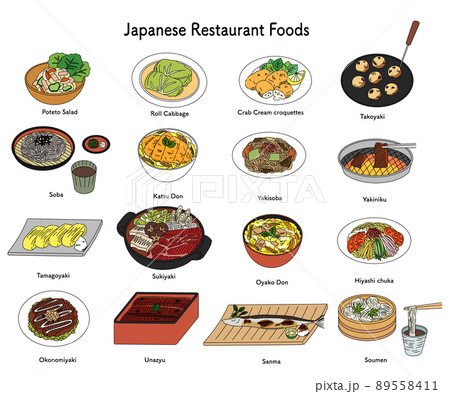 Japanese Restaurant Foods Icon Set 89558411