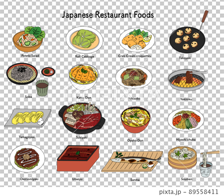 Japanese Restaurant Foods Icon Set 89558411