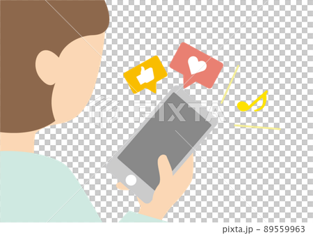 一個痴迷於智能手機的女人的插圖 89559963